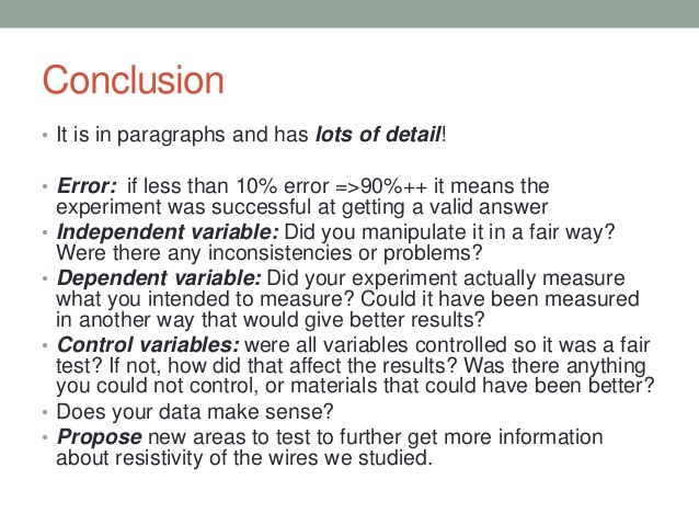 Conclusion in lab report